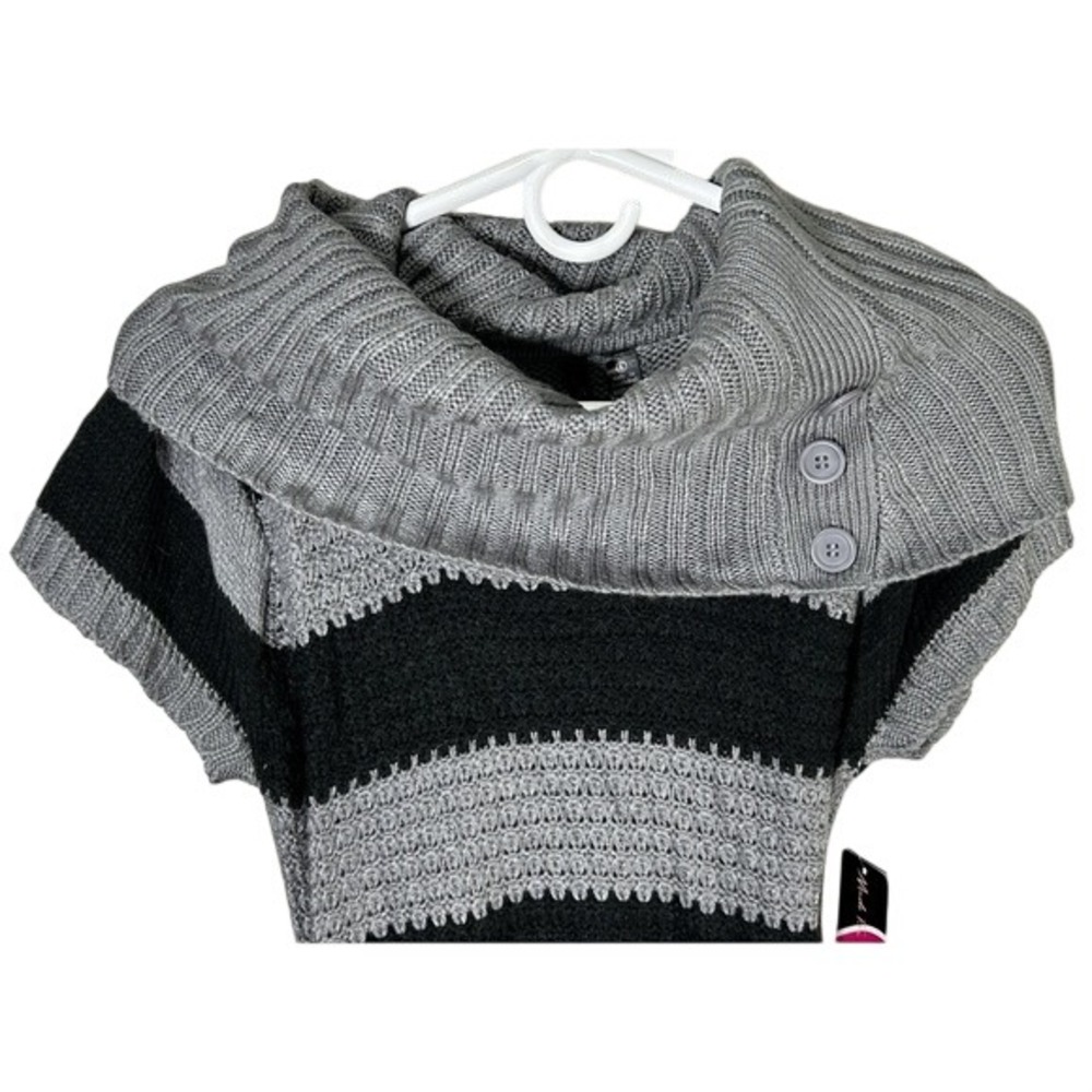Made for Me to Look Amazing Sweater Dress Size Large Knit Black Gray Belt Stripe